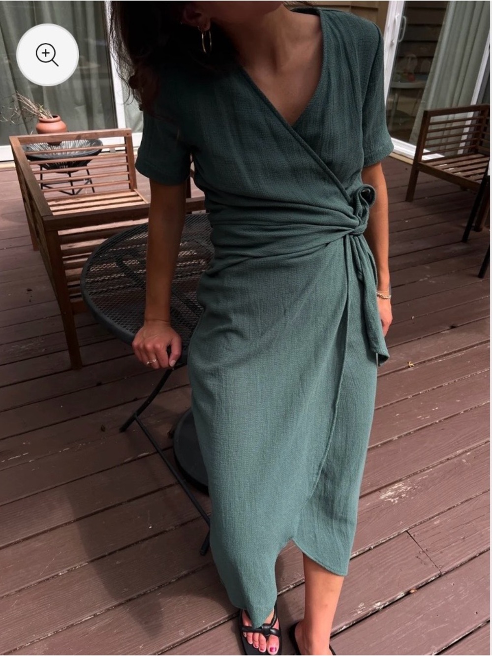 NA NIN Minka Waffled Cotton Wrap Dress Forest 3X